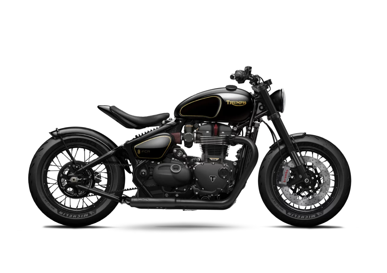 c'est un dessin d'une moto triumph 1200 bobber cafe racer preparee par le preparateur moto fcr original