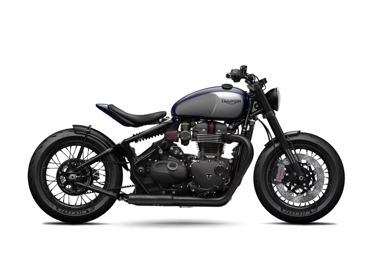 c'est un dessin d'une moto triumph 1200 bobber cafe racer preparee par le preparateur moto fcr original