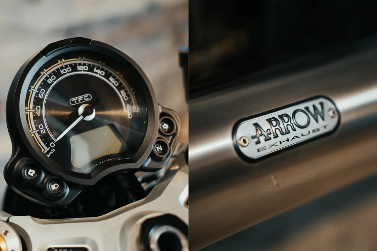 Triumph Bobber 1200 TFC – suspensions Öhlins et silencieux Arrow carbone