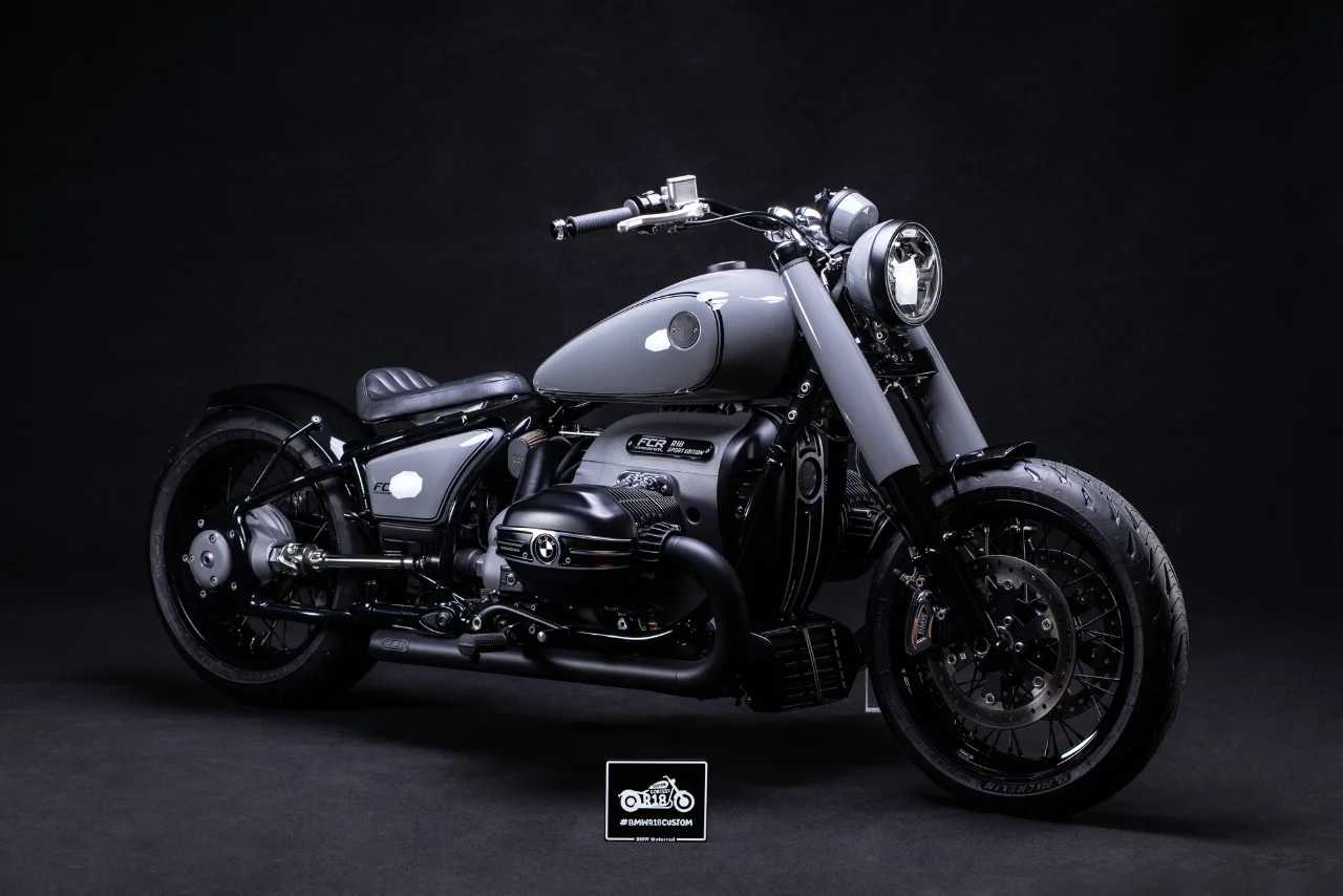 BMW R18 Grey Nardo – vue générale, ligne puissante et finitions FCR Original haut de gamme.