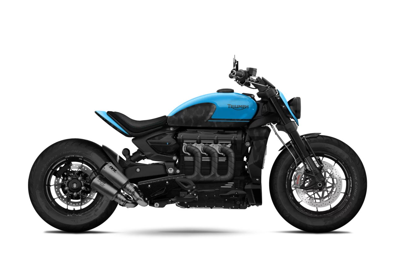 Triumph Rocket 3 Blue Lamborghini préparée par FCR Original