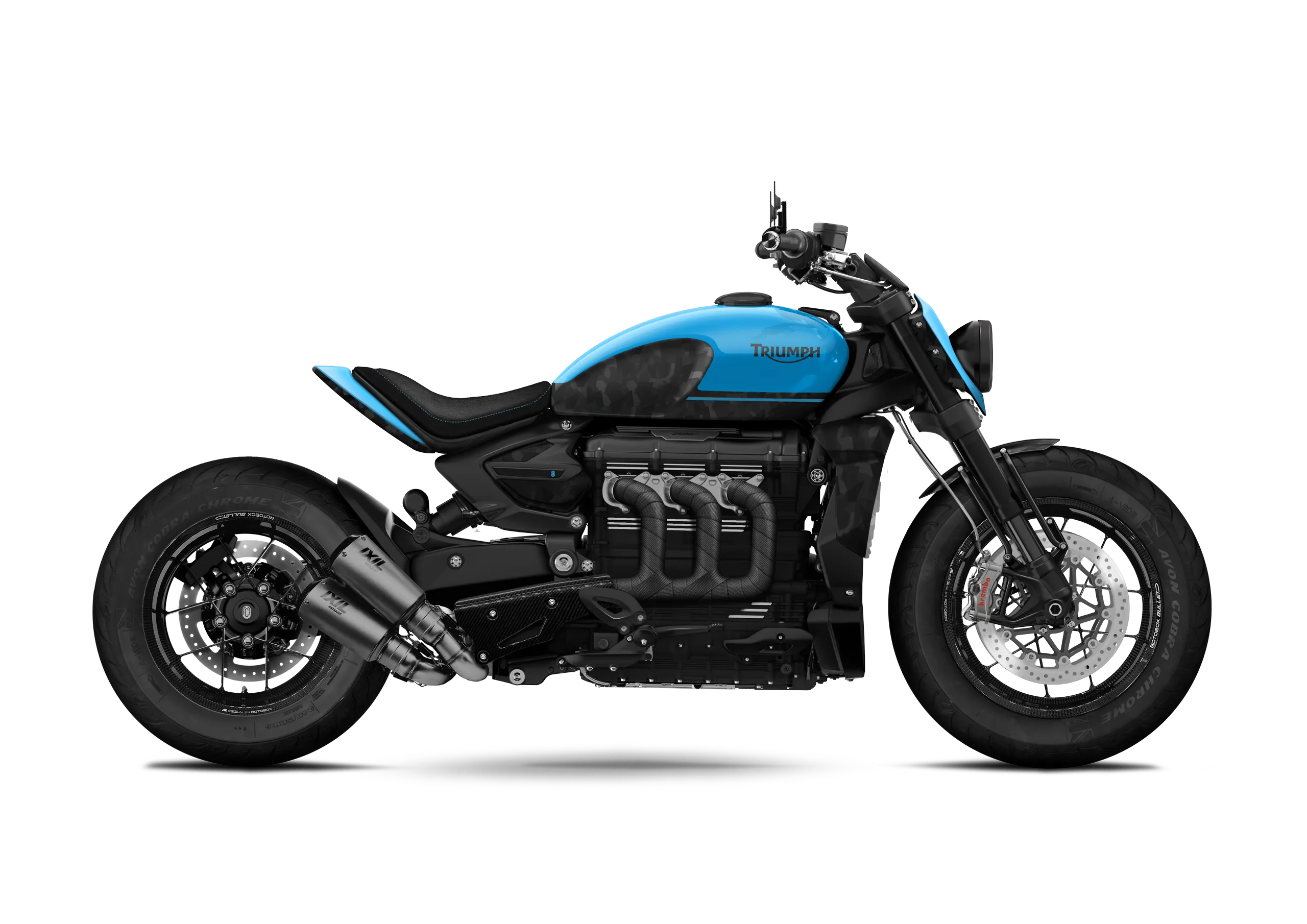 Triumph Rocket 3 Blue Lamborghini préparée par FCR Original